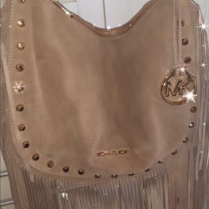 MICHAEL KORS: Billy Fringed Suede Shoulder Bag